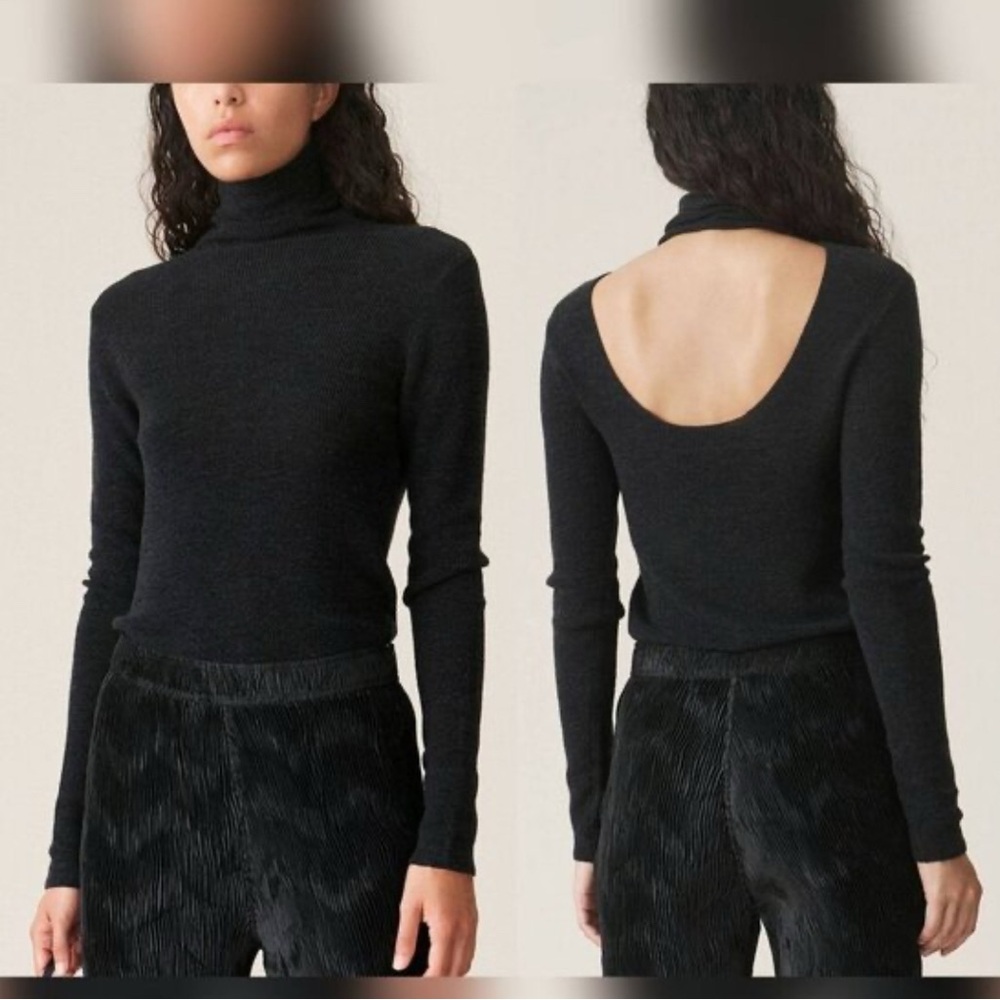 NWT Ganni Open Back Roll Neck Wool Sweater Size Small